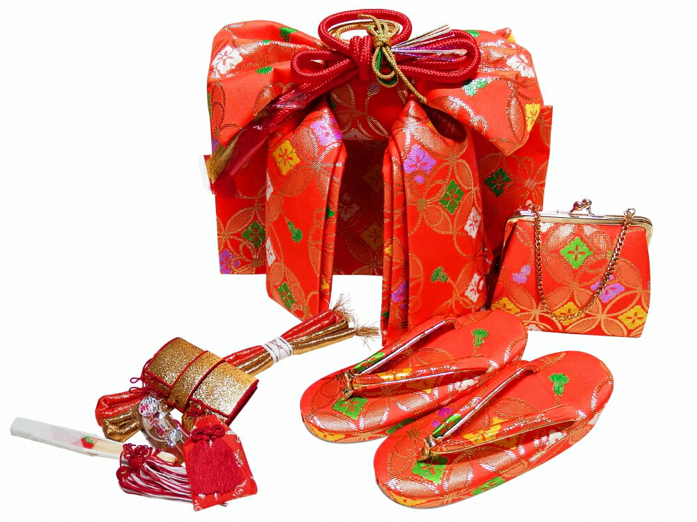 【30%OFF】七五三 七歳用 結び帯 大寸 箱せこセット 新品 赤地-546 七宝【ss2512】
