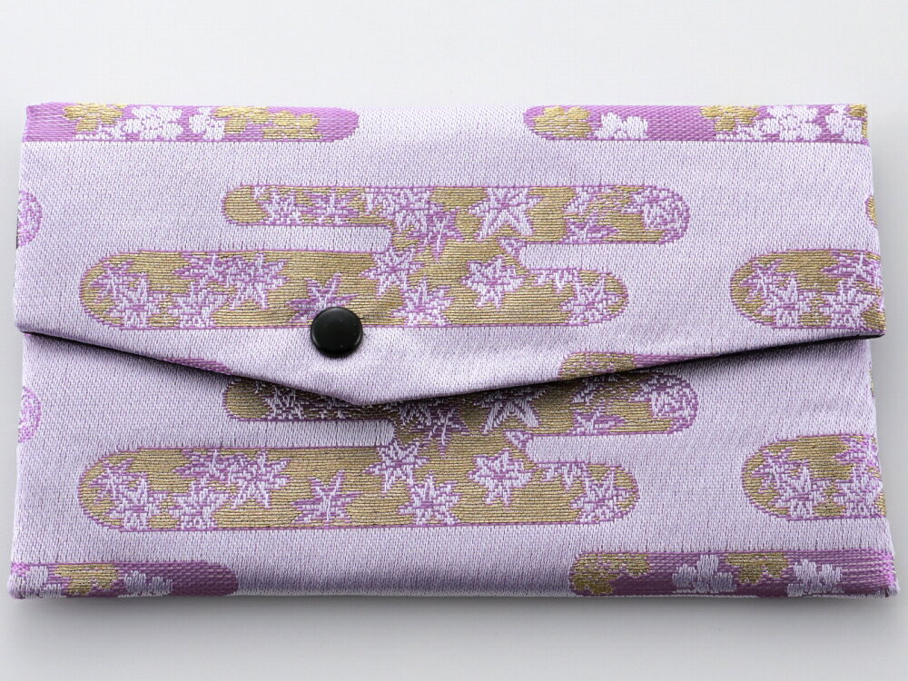 念珠入れ 金襴 数珠入れ 念珠ケース ボタン付き ラベンダー nj-39