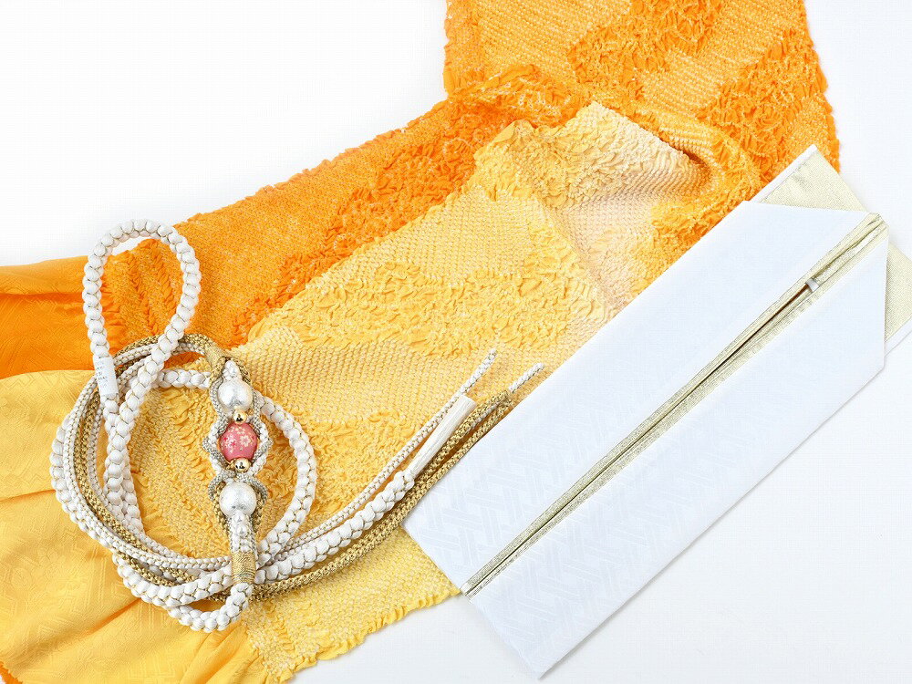 振袖用正絹四ッ巻絞り柄入り帯揚げ・...