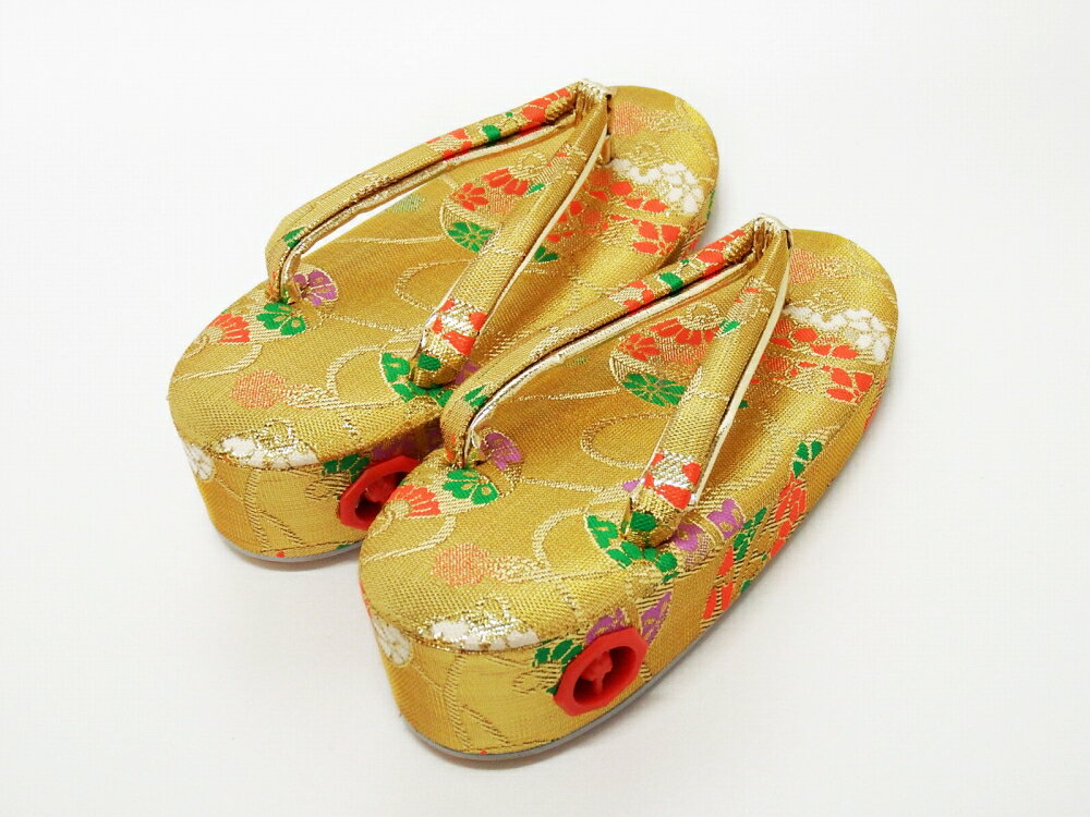 【50％OFF】七五三 帯地 子供用 きもの 草履 ゴールド 鈴付き 18.0cm sz-83 【決算SALE】