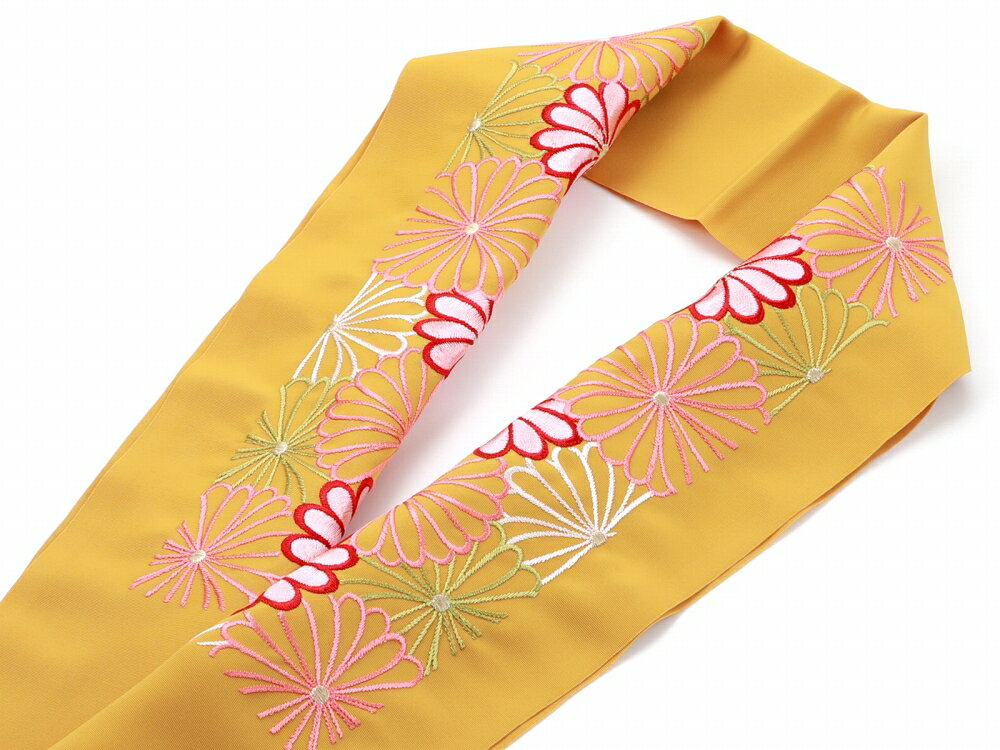 振袖用 シルエリー 金刺繍入り 菊詰め 菊花 花 半衿 金茶 si-316