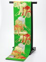 訳あり 七五三 七歳 ジュニア用 正絹 袋帯 緑系 未仕立て品 jh-281-1