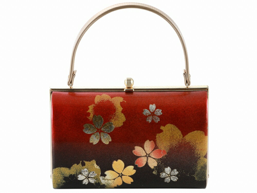 訳あり 振袖用 合皮 きものバッグ 和装バッグ ハンドバッグ 桜 臙脂 bb-280-98【cp】