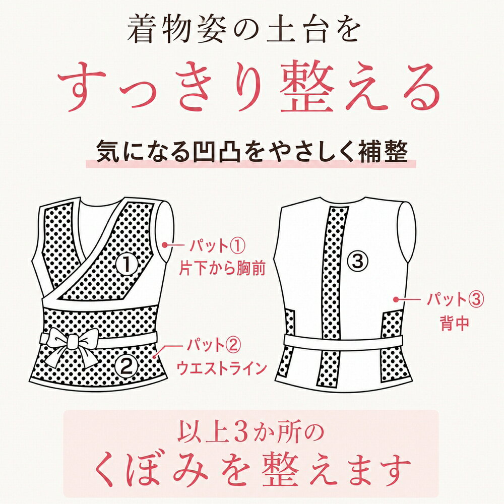日本製 きもの補整着 花かげ Lサイズ 和装 補正下着 着物 補整パッド パット入り ...