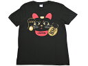 Tシャツ 半袖 綿 招き猫 ブラック 日本土産 S・Lサイズ tk-313-A