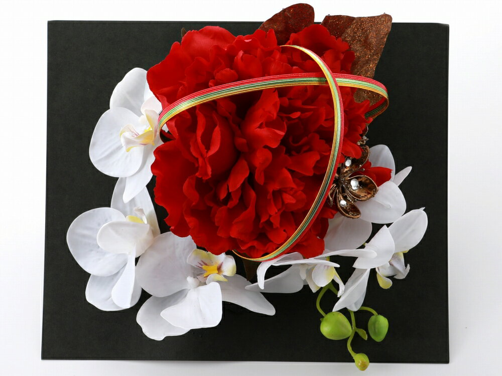 振袖用 和装用 髪飾り ヘアアクセサリー 2点セット コームタイプ 胡蝶蘭 レッド系 kk-633