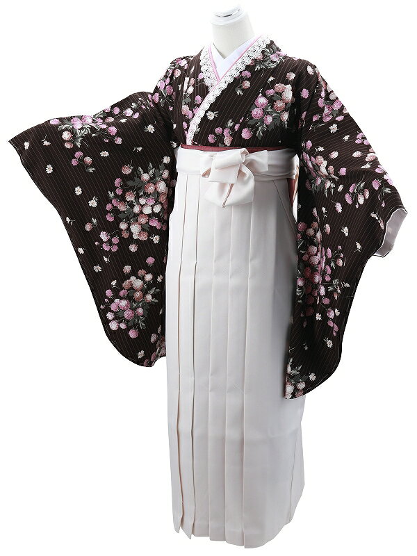 Rakuten - Kami Shibai 二尺袖 ショート丈 袴用 着物 単品 焦げ茶系 2p-54-a