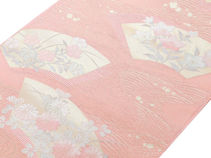 華みちの西陣織 九寸 夏用 絽 正絹 名古屋帯 六通柄 ピンク ro-308-G｜アングル3