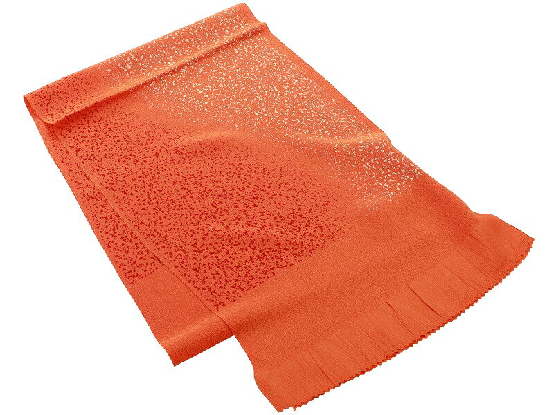 【50％OFF】振袖用 正絹 ちりめん 縮緬 中抜き 砂丘柄プリント 帯揚げ 単品 オレンジ ah-285-47【ss251..