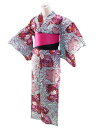 即日発送 ANEN お仕立て上がり浴衣 綿素材 ブランド浴衣 フリーサイズ 単品 葉っぱと牡丹 水色 ta-16-A