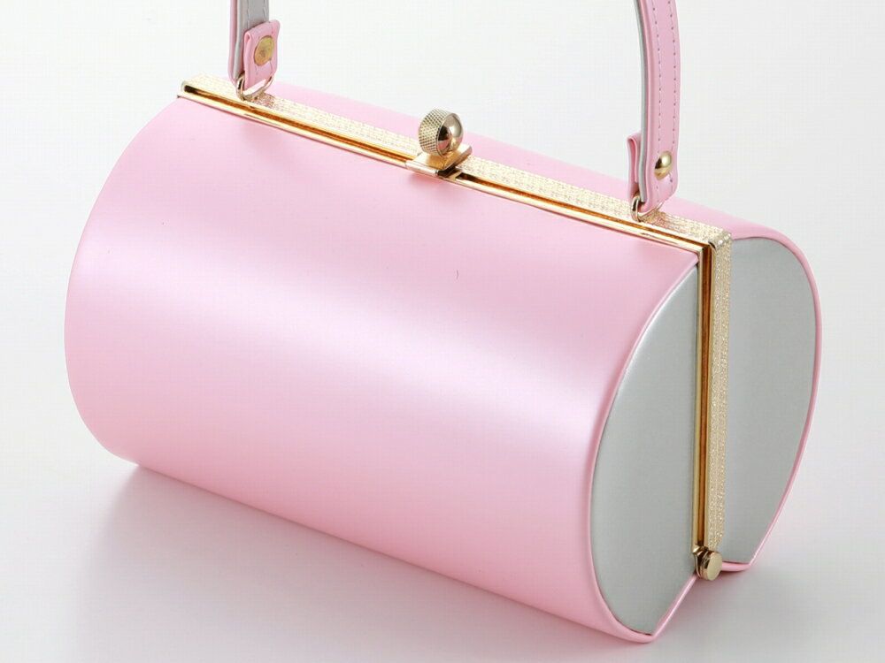 訳あり 振袖用 きものバッグ 和装バッグ ハンドバッグ バイカラー ピンクとシルバー bb-280-84