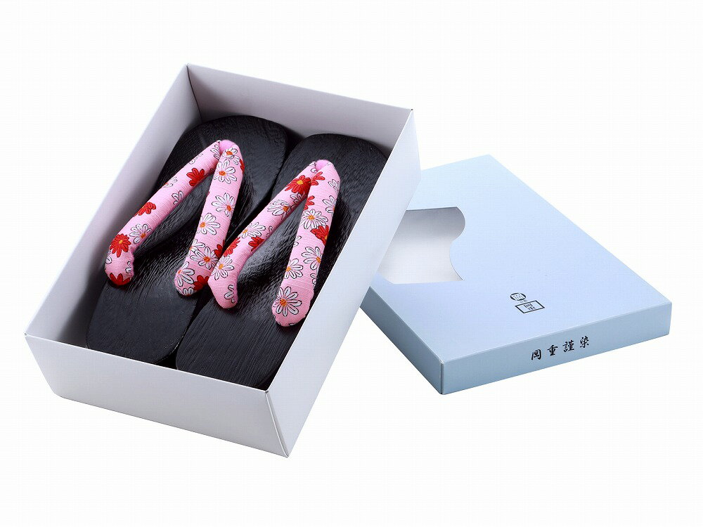 Rakuten - 涼を彩る京友禅 京都 岡重謹染 婦人用 下駄 岡重下駄 華下駄 24.0cm 黒台 ピンク　ok-203-8