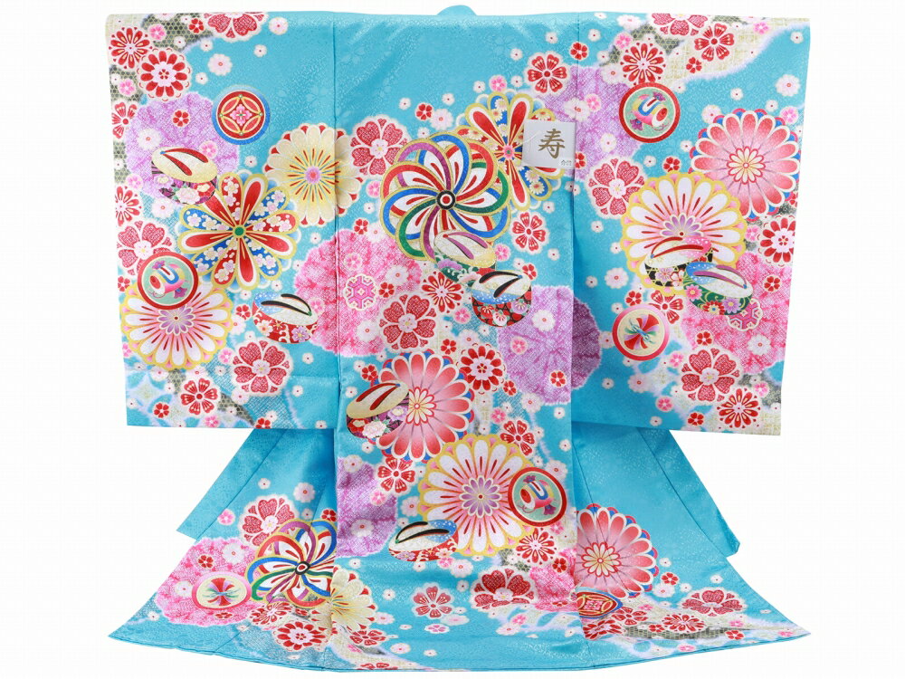 Rakuten - 【10%OFF】お宮参り 金刺繍入り 着物 長襦袢 セット 女児 女の子 子供 産着 祝着 水色 un-282 【ss2606】
