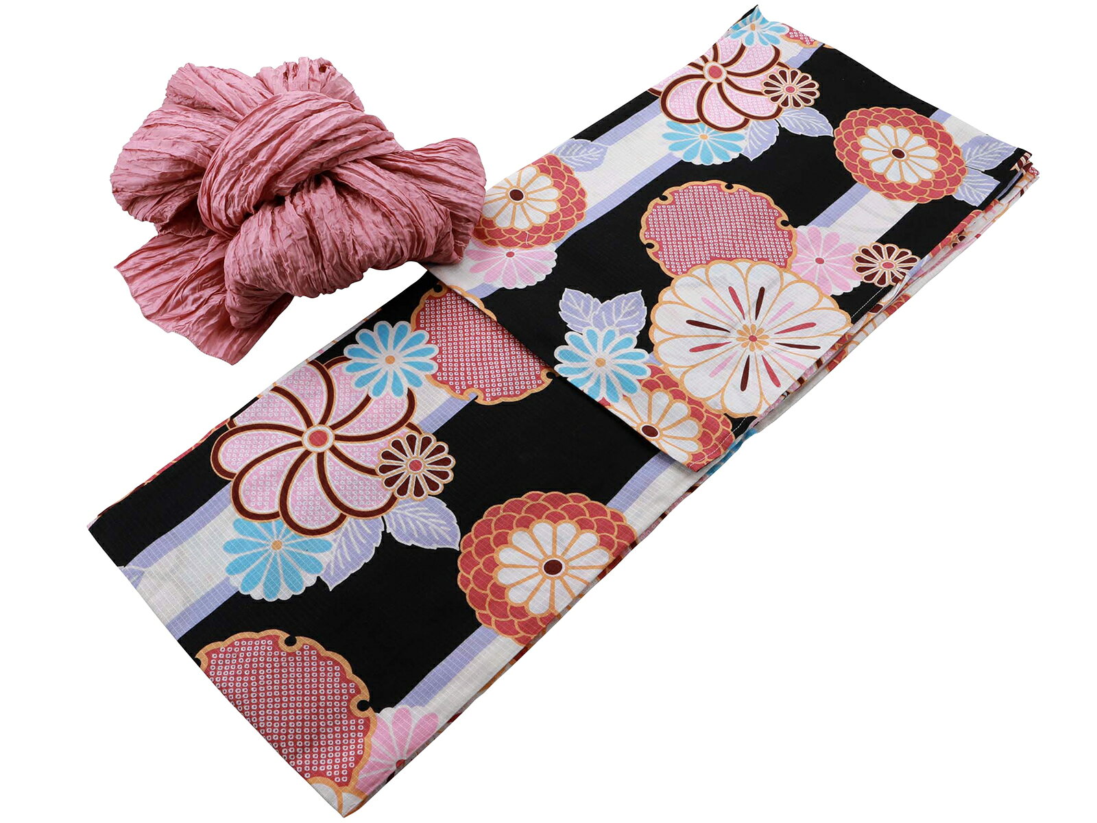 Conjunto de Yukata para mujer a medida rojo ciruela tejido Yukata banda militar 2 piezas Conjunto de anillo de nieve de flores retro para mujer Patrón japonés multicolor 2yk-199-A