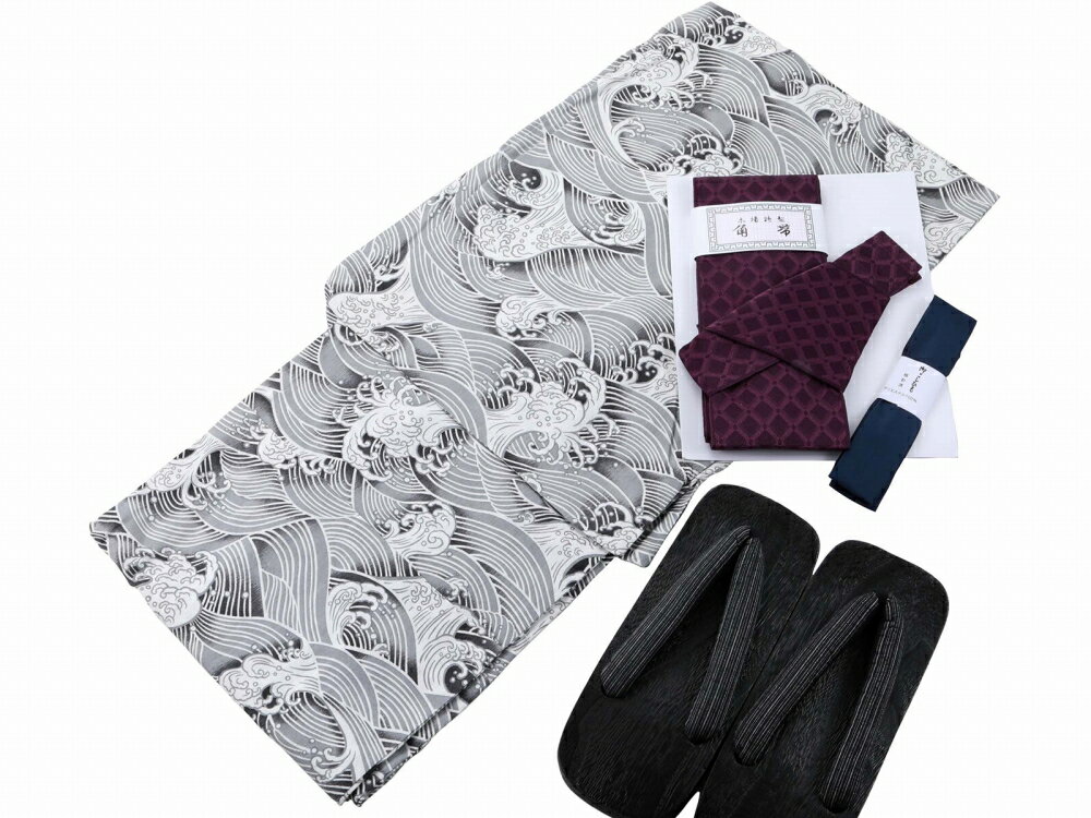 商品情報 新品 紳士用の仕立て上がりの浴衣と帯・下駄・腰ひもの4点セットです。 セットでお届けなのですぐにお使い頂けます！ お仕立て上がりの浴衣のサイズを選ぶ場合、 適応身長より選ぶか、普通体型であれば身長から30cm程度引いた着丈が目安となります。 体型に特徴のある方(恰幅のいい方、細見、筋肉質で肩幅が広いなど)は、サイズ表だけだと同じ身長でも体型や着方によっては見え方は異なります。 ●身丈につ