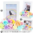 ソープフラワー メモリアル シルエット ペット写真立て お悔やみ花 御供 贈り物 レインボーローズ ギフト お供え 愛犬 命日 仏花 四十九日 初盆 お盆 法事...