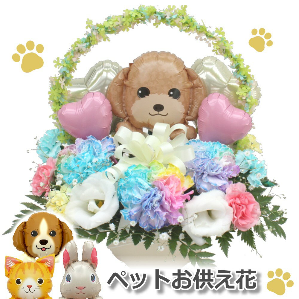 レインボーカーネーション 生花 ペット お供え花 お悔やみ花 御供 犬 猫 うさぎ レインボーカーネーション バルーン フラワー ギフト お悔やみ花 贈り物 お供え 愛犬 命日 仏花 四十九日 初盆 お盆 法事 供養 法要 アレンジメント 送料無料