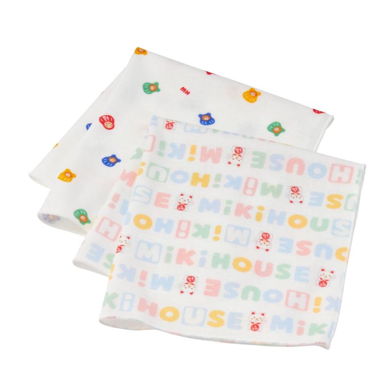 [ミキハウス] ガーゼハンカチセット ハンカチ ガーゼタオル 2枚組 綿100％ 日本製 35×35cm 沐浴 出産準備 男の子 女の子 ベビー キッズ..