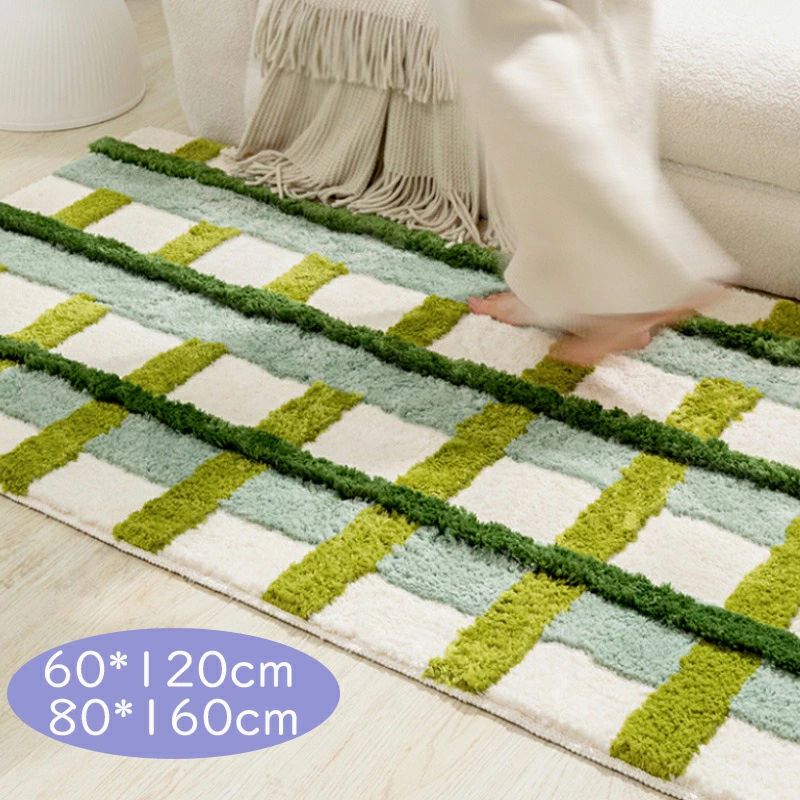 マット 浴室マット 玄関マット 角形 チェック柄 バイカラー 60cmx120cm 80cmx160cm...