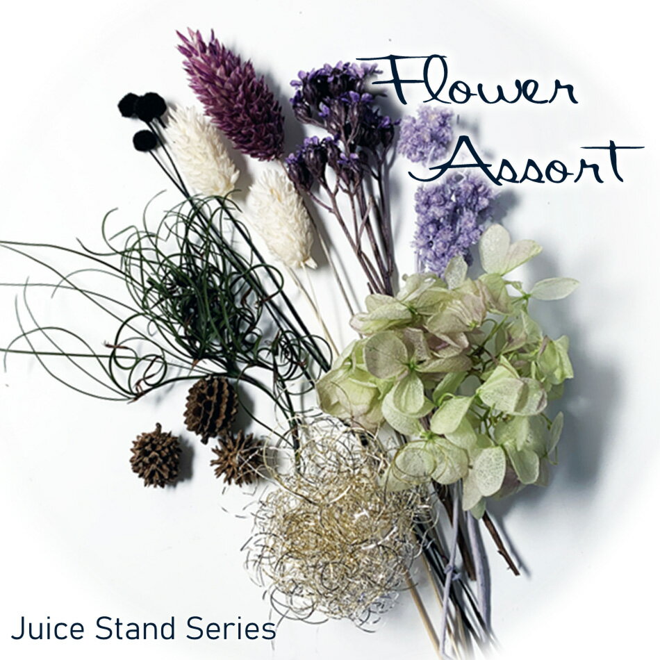 送料無料！ハーバリウム 花材 /ジューススタンドシリーズ/フラワーアソート（ドライ、プリザ混合）/ハーバリウム、ジェルキャンドル、フラワーキャンドルカレイドフレームの花材にご使用いただけます/ドライフラワー/ハーバリウムスマートレターにて発送のサムネイル