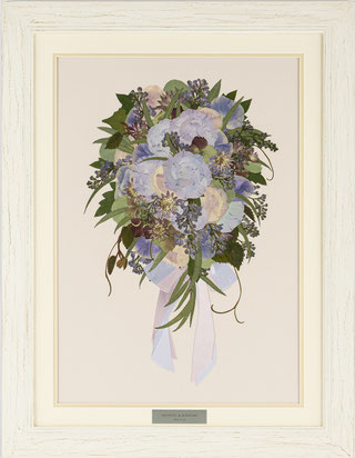 ブーケ押し花加工 ボタニカルコットンフレーム(Lサイズ額）ブーケ保存 ブーケ加工 アフターブーケ ブーケ保存加工 ウエディングブーケ ブライダルブーケ プロポーズ 記念のお花 押し花 押し花額 押し花フレーム 花束のサムネイル