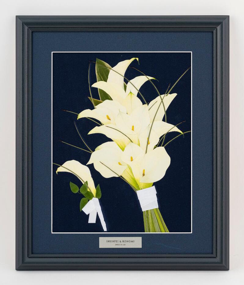 ノクターンブルーフレーム(Mサイズ額）ブーケ加工/ブーケ保存/アフターブーケ/ウエディングブーケ/ブラ..