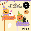 ハロウィン ピック 2本セット プレート フラッグ HW638S かぼちゃ パンプキン クロネコ ガーデン ガーデニング 飾り 装飾 グッズ 可愛い 雑貨