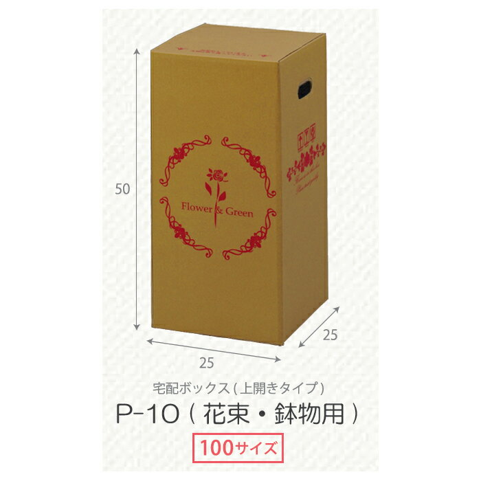 花資材【個人宛不可 屋号必須】【宅配BOX P-10 花束・鉢物 50枚セット】100サイズ 段ボール箱 宅配ボックス 上開き 寄せ鉢用 花束用 鉢物用 ダンボール 配送ボックス