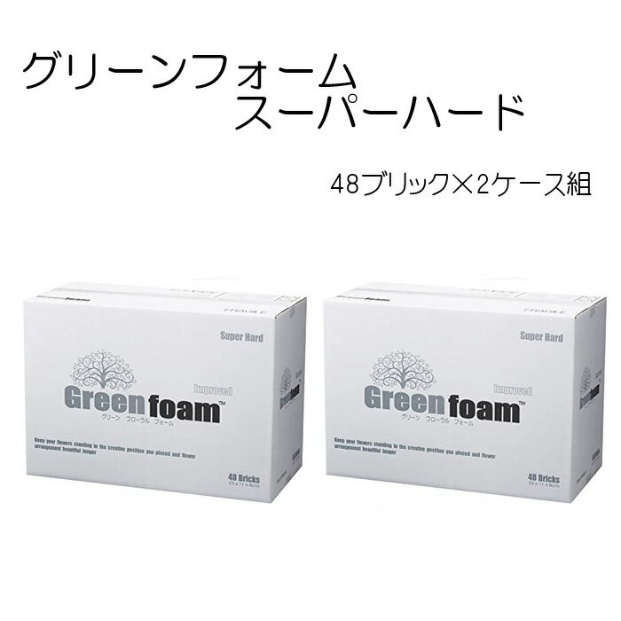 花資材【フローラルフォーム】【個人名配送不可】グリーンフォームスーパーハード（硬さ：硬め）48ブリック入 2ケースセット 吸水スポンジ マレーシア産 硬すぎず、臭いません