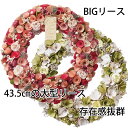 花 雑貨 1個【BIGナチュラルリース】特大サイズ 約43.5cmリース ピンクとグリーン2色 ドライフラワーを基調としたナチュラルリース 5194・5195