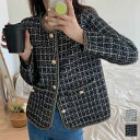 上品見えするツイードニットジャケット ジャケット カーディガン ツイード きれいめ 上品 羽織 パールボタン ポケット パーティー 結婚式 お呼ばれ ディナー(4)