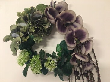 花 アーティフィシャルフラワー リース オールシーズン 送料無料 玄関 雑貨 結婚 引越 風水 片付け 運気 新居 お祝い 店舗 ディスプレイ サロン 大きめ 特大 モノトーン エレガント シャビーシック リモート 背景 在宅 飾り ズーム