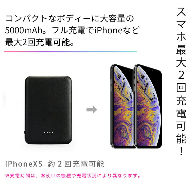 極小超軽量 5000mAh モバイルバッテリー コンパクト PSE認証 2A 急速充電 2台同時充電 持ち運び iPhone Android|モバイル充電器 バッテリー 携帯充電器 携帯バッテリー スマホ 大容量 アンドロイド アイフォン 軽量 小型 usb充電器 モバイル 5v 薄型 急速 軽い ミニ ipad 2口