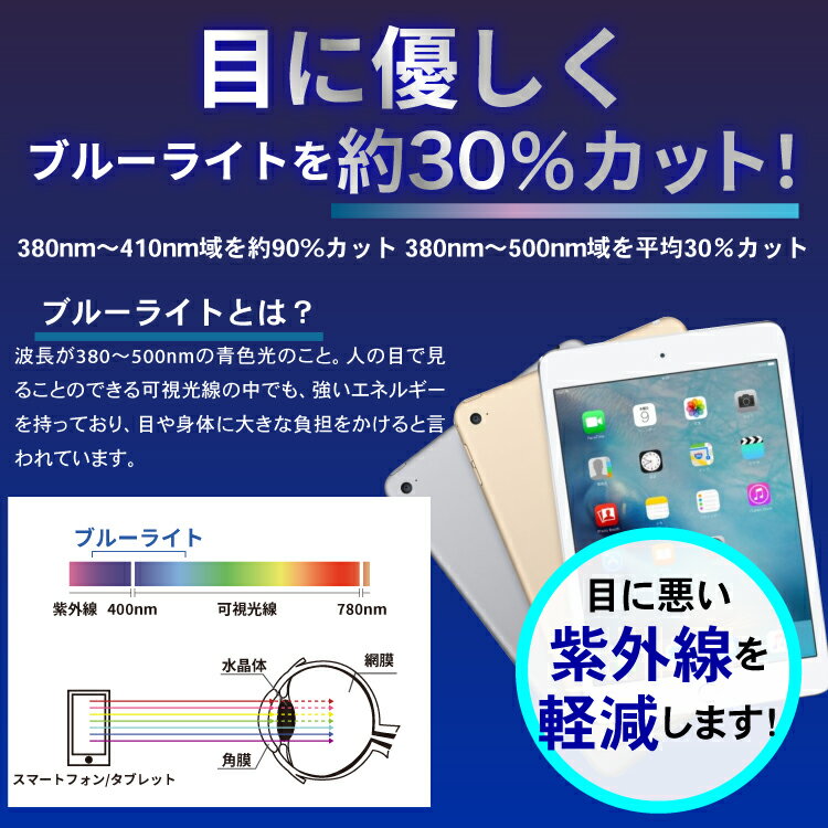 【目に優しい】iPad 第10世代 フィルム ブルーライトカット 2022 2021 2020 2019 ガラスフィルム iPad mini 8.3 10.2inch pro 11inch 10.9inch 10.5inch 9.7inch air air2 | タブレット 保護フィルム 液晶 アイパッドプロ アイパッドミニ 2