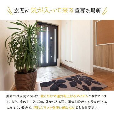 開運祈願!洗濯機で洗える 開運風水 万能ラッキーカラーとされる 色グリーン 柔らかな肌触り 玄関を明るく彩る 風水玄関マット 風水開運で特に良いとされる植物(リーフ)柄60×90センチ 清浄の炭パック付き 【マラソン割引クーポン 最大7777円】