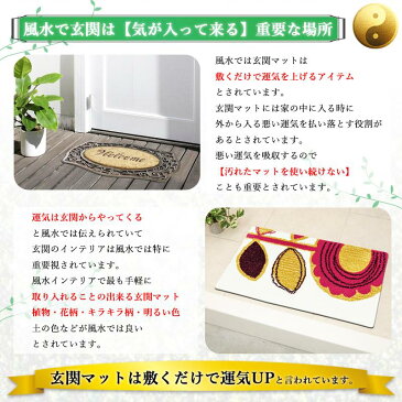 開運風水 玄関マット かわいい ふくろう玄関マット 幸運を呼ぶとされるフクロウが玄関マットに 黄色 風水色 イエロー 開運祈願 炭パック Ab銀イオン消臭スプレー 布用洗剤のセット 45×75cm