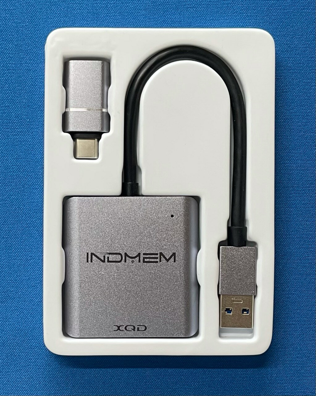 商品説明 INDMEM XQDカードリーダー USB3.0 Type-Cアダプター付き Windows / Mac / Android対応 国内発送 : ネコポス（280円）