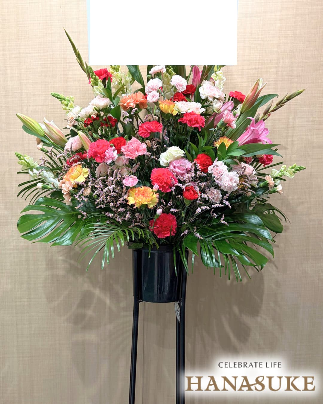 「想いが届く」スリムな形のスタンド花 1段 15000円 花 フラスタ 名札付き 画像報告 設置・回収無料 【対応】名札無料 開業祝い 開院祝い hanasuke-10000083 花助【フラワースタンド花専門店】 サンプル画像2