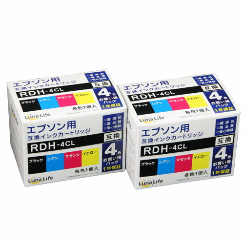 ワールドビジネスサプライ Luna Life エプソン用 RDH-4CL 互換インクカートリッジ 4本セット×2個パック