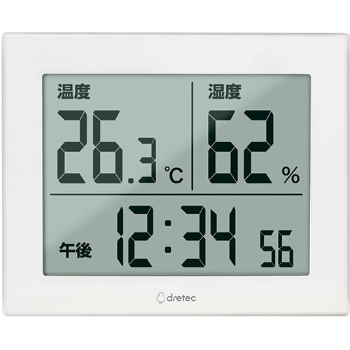 dretec ドリテック 大画面温湿度計 ハキミエ ホワイト 0-506WT