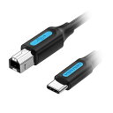VENTION USB 2.0 C Male to B Male 2Aケーブル 1m ブラック CQ-8302(2)