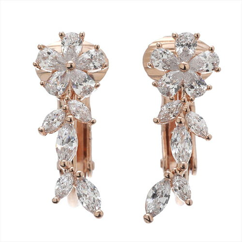 Fleur イヤリング レディース エレガント キュービック ジルコニア シルバー ピンク ゴールド 花 0004pfle-102