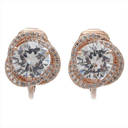 Fleur イヤリング レディース エレガント キュービック ジルコニア シルバー ピンク ゴールド 0006pfle-104