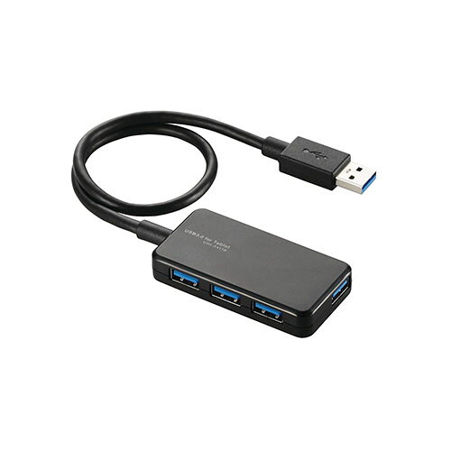 Surface(TM)など、Windows(R)対応タブレットに最適。USBメモリやカードリーダー、HDDなどUSB3.0対応機器をSurface(TM)などに接続するのに便利な4ポートUSB3.0ハブ。Surface(TM)など、Windows(R)対応タブレットに最適。USBメモリやカードリーダー、HDDなどUSB3.0対応機器をSurface(TM)などに接続するのに便利な4ポートUSB3.0ハブ。 ●Surface(TM)やWindows(R)タブレットに接続することで、USB3.0に対応したUSBメモリやカードリーダー、HDDなどが使用できる4ポートUSB3.0ハブです。 ●タブレットでの使用に最適なケーブル長30cmです。 ●転送速度5Gbpsと従来のUSB2.0の約10倍の転送速度(理論値)を実現するUSB3.0に対応しています。 ●USB3.0対応のパソコン・機器であれば、大量のデータも高速に転送可能です。 ●USB2.0/1.1でも使用できるので、USB2.0/1.1対応のパソコン・機器でもそのまま接続可能です。 ●フロントの3ポートに加え、サイドに1ポートを装備し、幅広のUSB機器を接続するのに便利です。 ●ACアダプタ不要のバスパワー専用タイプです。 ●インターフェイス:USB3.0(USB2.0インターフェース接続時は、USB2.0互換で動作、USB1.1インターフェース接続時はUSB1.1互換で動作) ●コネクタ形状:パソコン側(アップストリームポート):USB A(オス)x1、USB機器側(ダウンストリームポート):USB A(メス)x4 ●対応OS:Windows 10、8.1、8、7(SP1)、Vista(SP2)/ Mac OS X 10.6〜10.6.8/OS X 10.7〜10.7.5、10.8〜10.8.3、10.9、10.10 ●最大転送速度:USB3.0スーパースピード/5Gbps(理論値)、USB2.0ハイスピード/480Mbps(理論値)、USB1.1フルスピード12Mbps(理論値) ●アップストリーム(パソコン側)ポート数:1 ●ダウンストリーム(周辺機器側)ポート数:4 ●USBケーブル方式:USB3.0 ●USBケーブル長:約30.0cm(コネクタを除く) ●供給可能電流:4ポート合計720mA以内(各ポート180mA未満) ●カラー:ブラック ●外形寸法:約幅70.0×奥行36.0×高さ13.5mm(ケーブルを除く) ●重量:約44g ●動作環境:温度5〜40℃、湿度30〜80%(結露なきこと) ●保証期間:6カ月【注意事項】■沖縄・離島は別途送料（税込1,000円）が掛かります。■お取り寄せ品のためメーカーに在庫がない場合がございます。予めご了承ください。■お客様都合による返品は承っておりません。予めご了承ください。