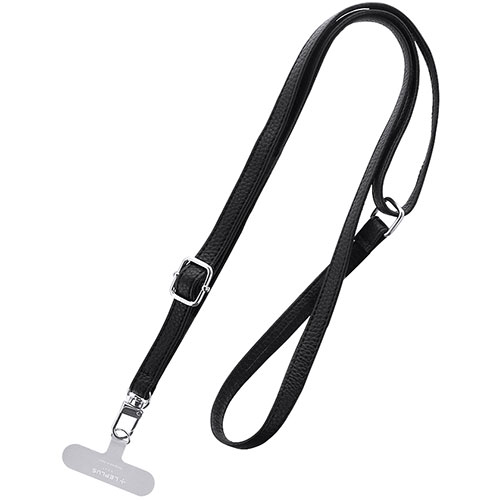 LEPLUS NEXT スマートフォン(汎用) ショルダーストラップ SHOULTY MULTI STRAP PUレザータイプ ブラック LN-SS02BK