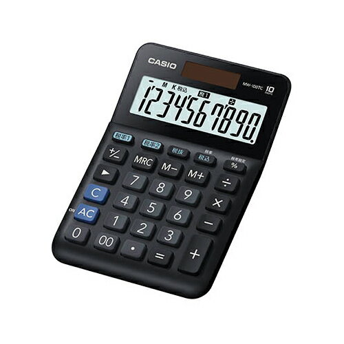 【5個セット】 カシオ計算機 W税率電卓 ミニジャストタイプ 10桁 ブラック MW-100TC-BK-NX5