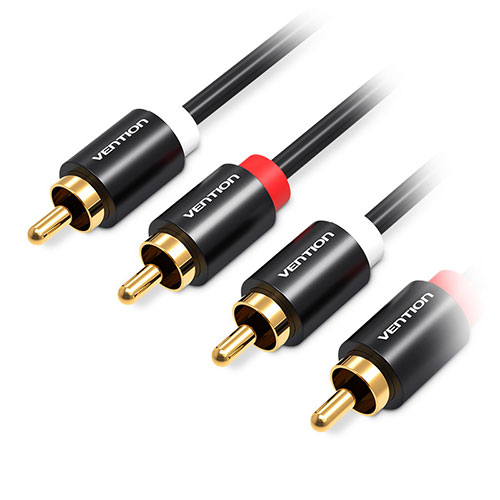 VENTION 2RCA Male to Male オーディオケーブル メタルタイプ 1.5m ブラック VA-6357