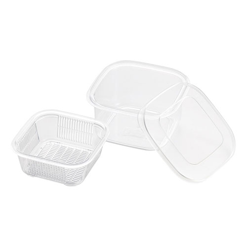 クリアな角型レンジ容器 ザル付 K60205535(3.0)