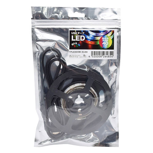 ���ܥȥ饹�ȥƥ��Υ����� USB�ơ���LED 40cm ή���RGB LED ȯ��50�ѥ�����ʾ� ɬ�פ�Ĺ���˥��åȲ�ǽ TPLED04M-RGBB