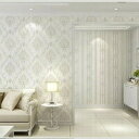 壁紙 ダマスク柄 ホワイト 白 damask 53cm×1000cm DIY